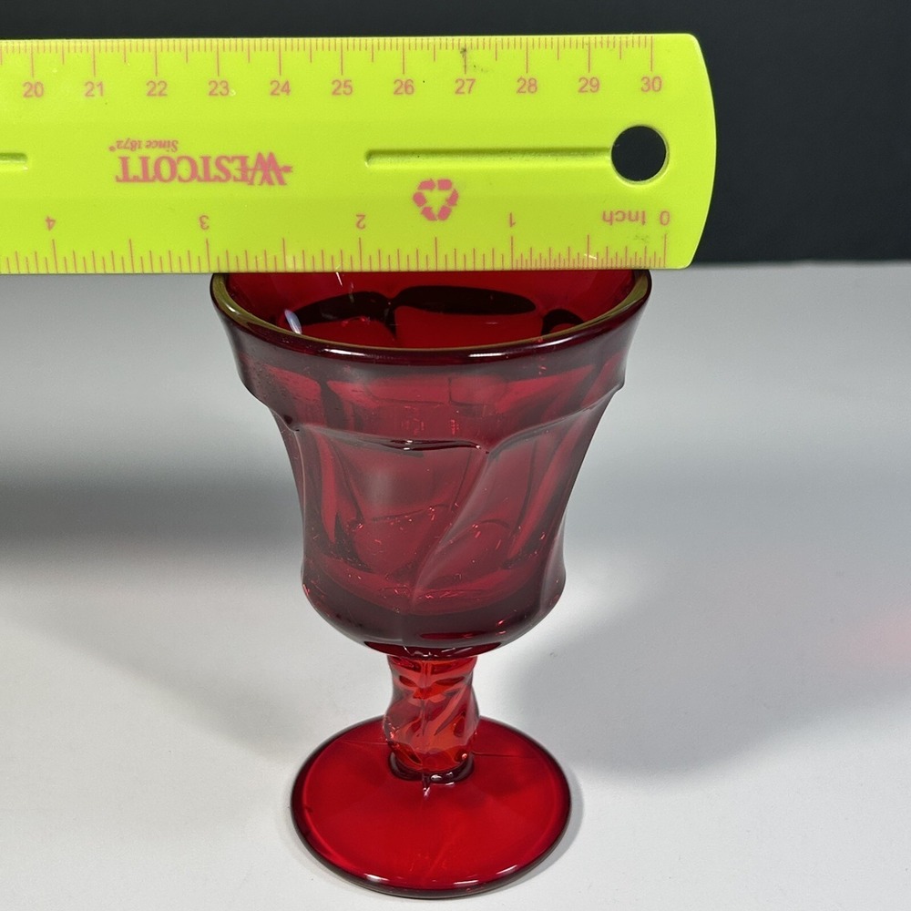 vtg Fostoria Glass Ruby Red Spiral Swirl Jamestown Wine/Water GOBLET 4.5 - Picture 6 of 6